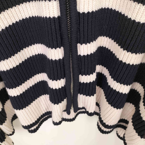 ザラ ZARA ZIPPERED STRIPED KNIT CARDIGAN レディース import:M