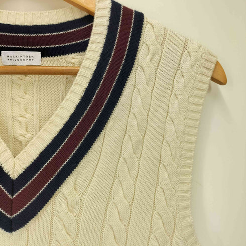 マッキントッシュフィロソフィー MACKINTOSH PHILOSOPHY アクリル コットン 混 ウール ケーブル チルデン ニット ベスト レディース EUR:40