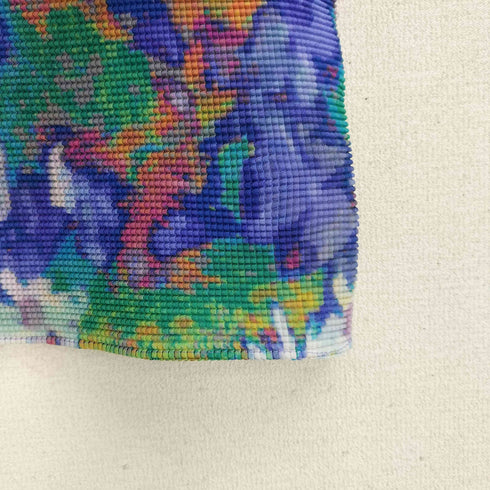 ミー イッセイミヤケ me ISSEY MIYAKE 16ss カラフル総柄 ノースリーブ プリーツワッフルカットソー レディース