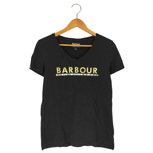 バブアー Barbour B.Intl Huddle Tee ロゴプリント Vネック Tシャツ レディース UK:10