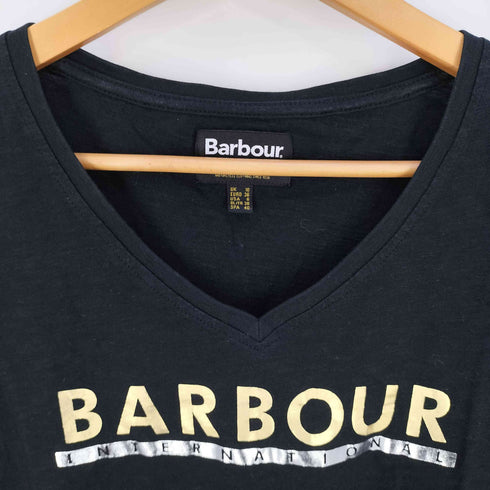 バブアー Barbour B.Intl Huddle Tee ロゴプリント Vネック Tシャツ レディース UK:10