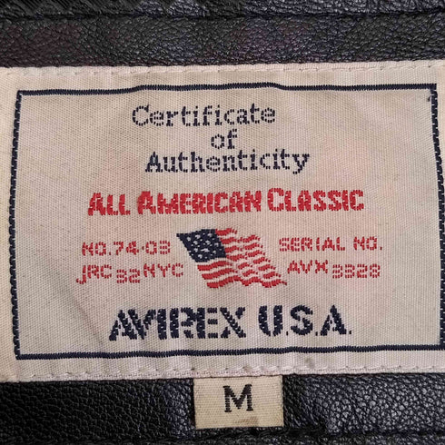 アヴィレックス AVIREX 羊革 ラムレザーダウンジャケット メンズ import:M