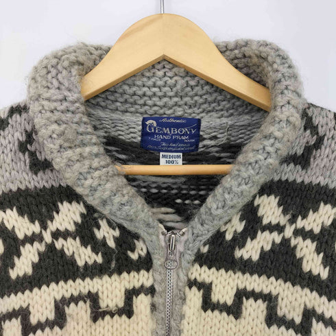 ジェムボニー GEMBONY ノルディック柄 ショールカラー ウールカウチンニット メンズ import:M