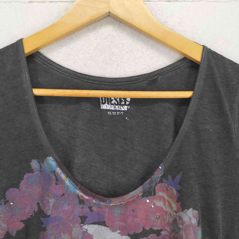 ディーゼル DIESEL 00S スカルモチーフUネックTシャツ レディース S
