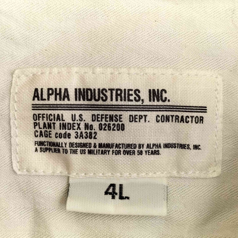 アルファインダストリーズ ALPHA INDUSTRIES ビッグサイズ 半袖 コットンワークシャツ メンズ 4L