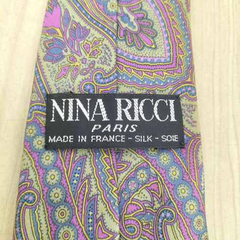 ニナリッチ NINA RICCI MADE IN FRANCE ペイズリー柄シルクネクタイ メンズ