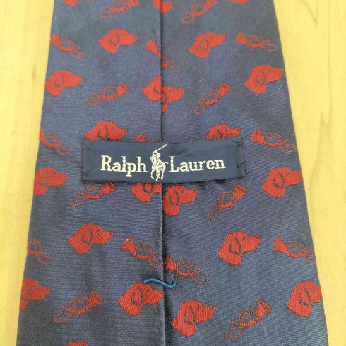 ラルフローレン RALPH LAUREN 犬柄シルクネクタイ MADE IN ITALY メンズ