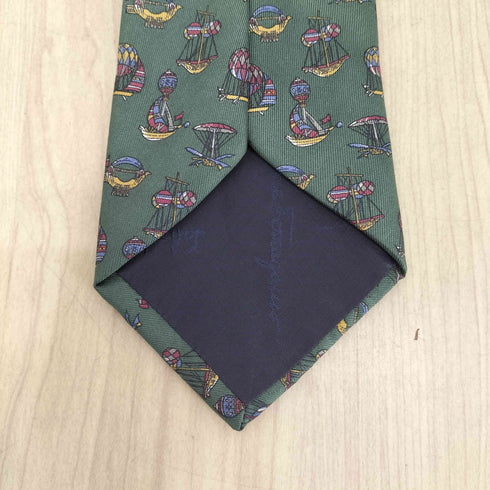 サルヴァトーレフェラガモ Salvatore Ferragamo MADE IN ITALY 船柄 シルクネクタイ メンズ