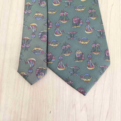 サルヴァトーレフェラガモ Salvatore Ferragamo MADE IN ITALY 船柄 シルクネクタイ メンズ