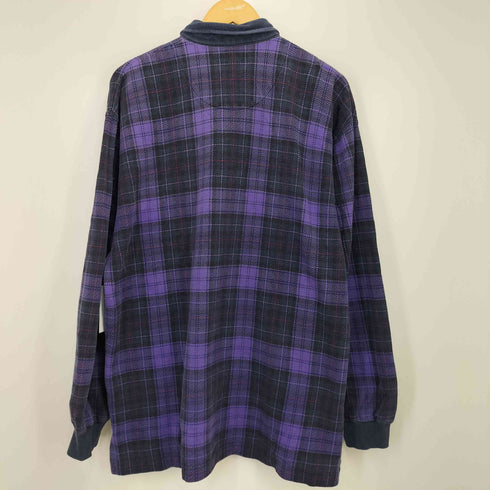 エディーバウアー Eddie Bauer 90s 白タグ チェック柄 長袖 鹿の子ポロシャツ メンズ import:L