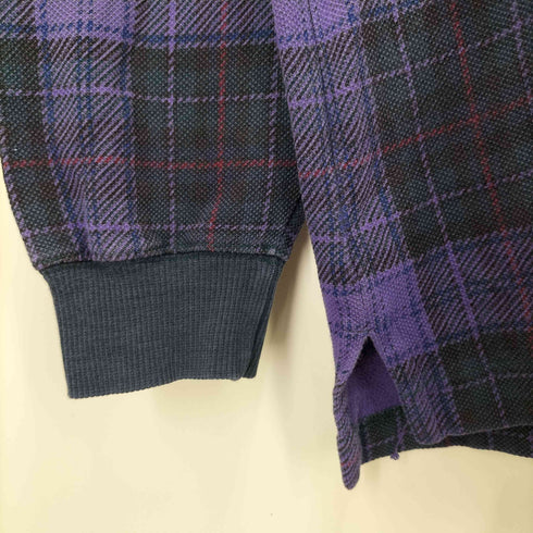 エディーバウアー Eddie Bauer 90s 白タグ チェック柄 長袖 鹿の子ポロシャツ メンズ import:L