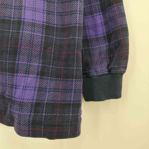 エディーバウアー Eddie Bauer 90s 白タグ チェック柄 長袖 鹿の子ポロシャツ メンズ import:L