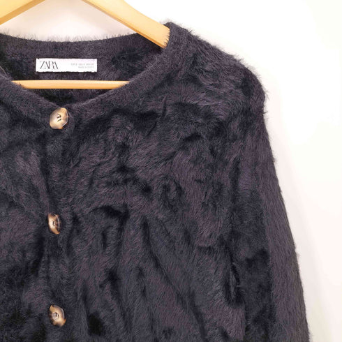 ザラ ZARA ノーカラー フェイクファーカーディガン レディース import:S