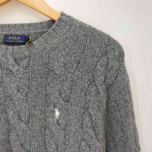 ポロラルフローレン POLO RALPH LAUREN カシミヤ混 ポニー刺繍 クルーネックケーブルニット レディース M