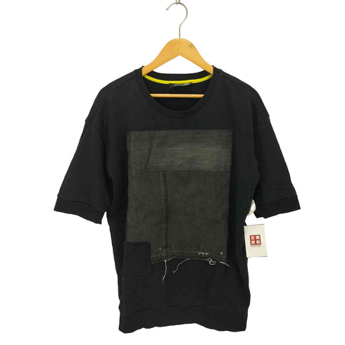 ディーゼル DIESEL ブラック デニム パッチ 切替 S/S スウェット メンズ import:M