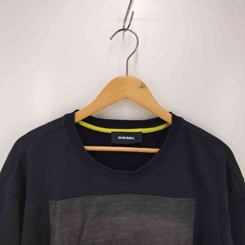 ディーゼル DIESEL ブラック デニム パッチ 切替 S/S スウェット メンズ import:M