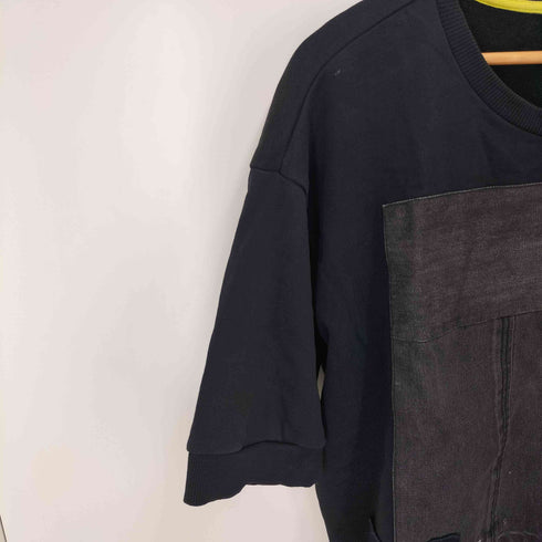 ディーゼル DIESEL ブラック デニム パッチ 切替 S/S スウェット メンズ import:M