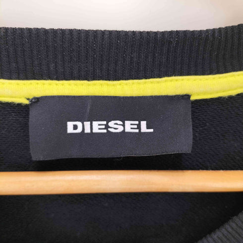ディーゼル DIESEL ブラック デニム パッチ 切替 S/S スウェット メンズ import:M