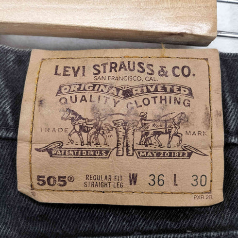 リーバイス Levis 505 REGULAR FIT STRAIGHT LEG オレンジタブ ブラックデニム メンズ 36/30