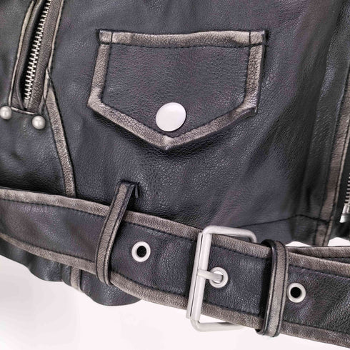 ザラ ZARA フーデッドスタッズライダースジャケット レディース 28