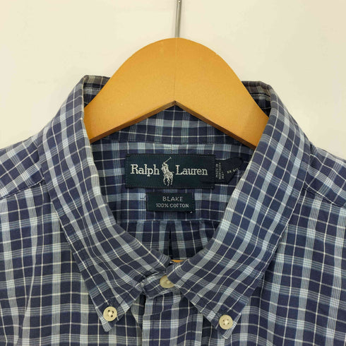 ラルフローレン RALPH LAUREN 90s BLAKE ポニー刺繍 ボタンダウン 半袖チェックシャツ メンズ import:XL