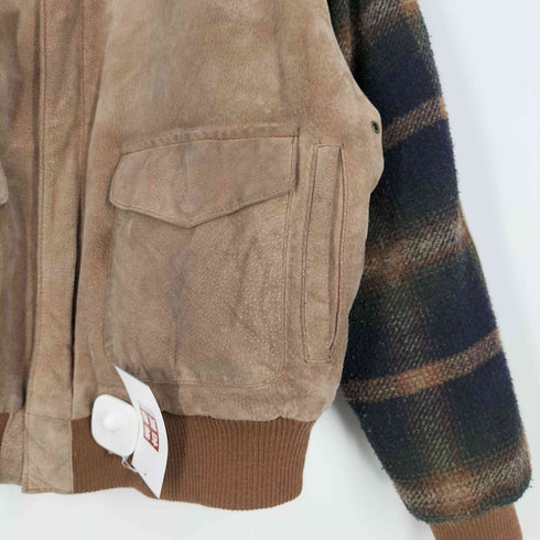 Paris Sport Club ニット切替 エルボーパッチ レザージャケット メンズ import:M