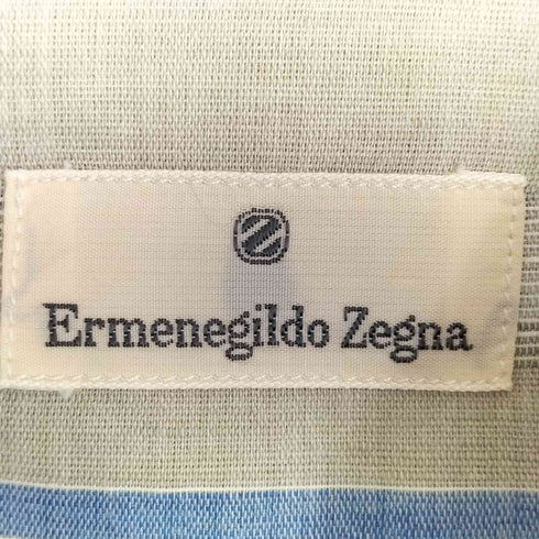 エルメネジルドゼニア Ermenegildo Zegna スペイン製 コットンリネン ストライプ ボタンダウンシャツ メンズ V