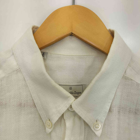 エルメネジルドゼニア Ermenegildo Zegna スペイン製 リネン100 半袖ボタンダウンシャツ メンズ XL