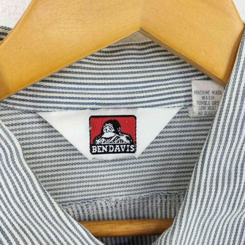 ベンデイビス BEN DAVIS 三角タグ USA製 ヒッコリー ストライプシャツ メンズ L