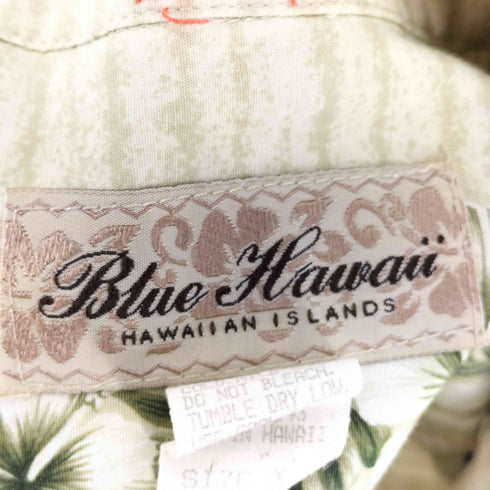 90S Blue Hawaii ハイビスカス 花柄 開襟 オープンカラー アロハシャツ メンズ import:XL