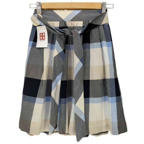 ブルーレーベルクレストブリッジ BLUE LABEL CRESTBRIDGE ひざ丈 チェック リボン付きスカート レディース 36