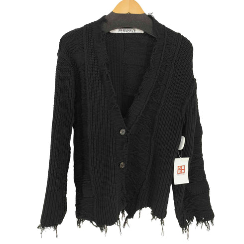 パーバーズ PERVERZE WAVE STRIPE CRASH KNITダメージ ニットカーディガン レディース FREE