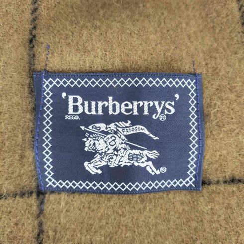 バーバリーズ BURBERRYS ウィンドーペーンチェック 騎士刺繍フリンジウールマフラー メンズ