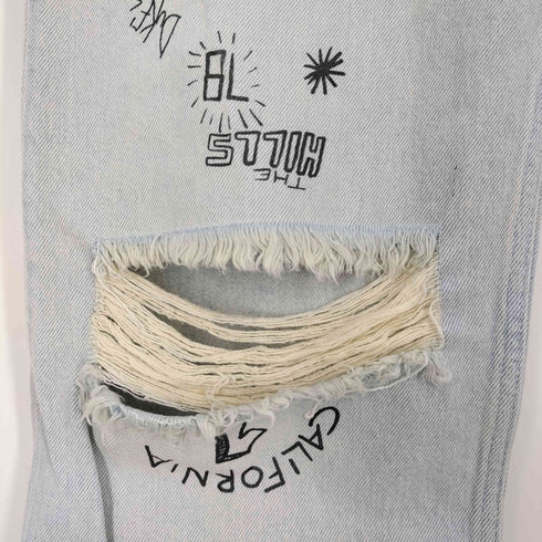 ゴールデングース GOLDEN GOOSE effect text-print straight-leg jeans プリント ダメージ ジーンズ デニム メンズ 30