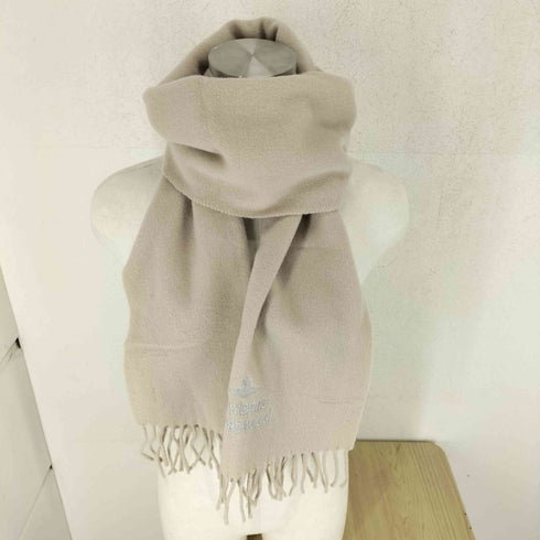 ヴィヴィアンウエストウッド Vivienne Westwood MADE IN ITALY ロゴ刺繍フリンジマフラー メンズ