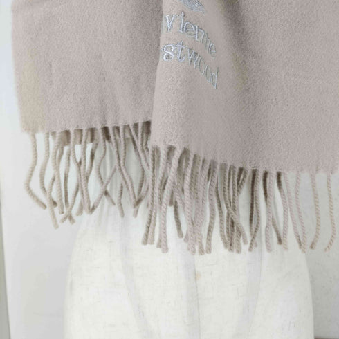 ヴィヴィアンウエストウッド Vivienne Westwood MADE IN ITALY ロゴ刺繍フリンジマフラー メンズ