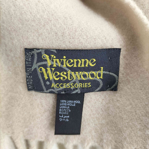 ヴィヴィアンウエストウッド Vivienne Westwood MADE IN ITALY ロゴ刺繍フリンジマフラー メンズ