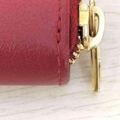 イヴサンローラン Yves Saint Laurent イタリア製 ロゴステッチ ラウンドジップ レザー 二つ折り財布 レディース