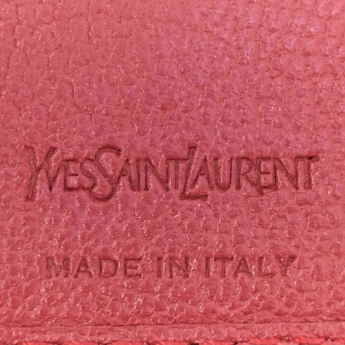 イヴサンローラン Yves Saint Laurent イタリア製 ロゴステッチ ラウンドジップ レザー 二つ折り財布 レディース