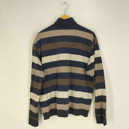 ブルックスブラザーズ BROOKS BROTHERS ロゴ刺繍 ボーダー ハーフジップ スウェットカットソー メンズ import:L