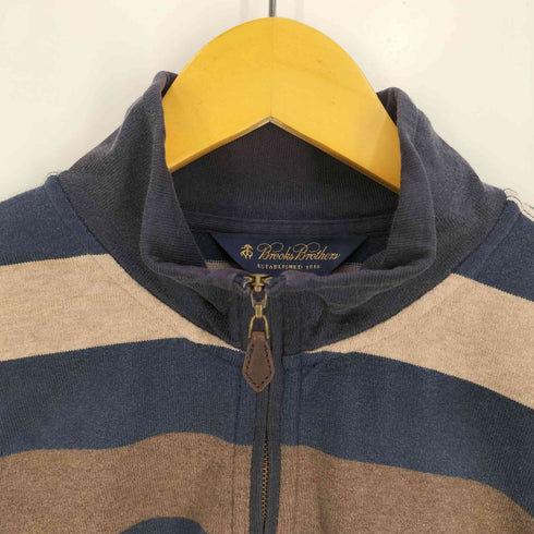 ブルックスブラザーズ BROOKS BROTHERS ロゴ刺繍 ボーダー ハーフジップ スウェットカットソー メンズ import:L