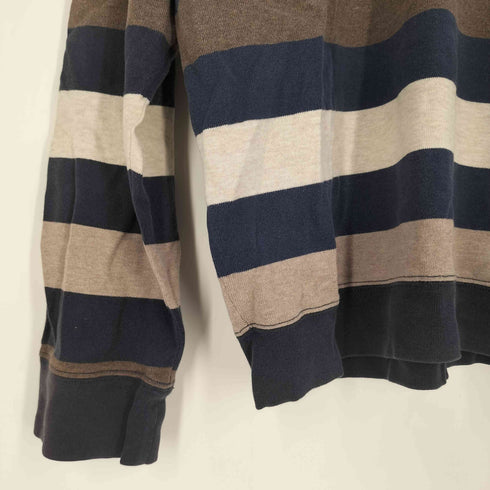ブルックスブラザーズ BROOKS BROTHERS ロゴ刺繍 ボーダー ハーフジップ スウェットカットソー メンズ import:L