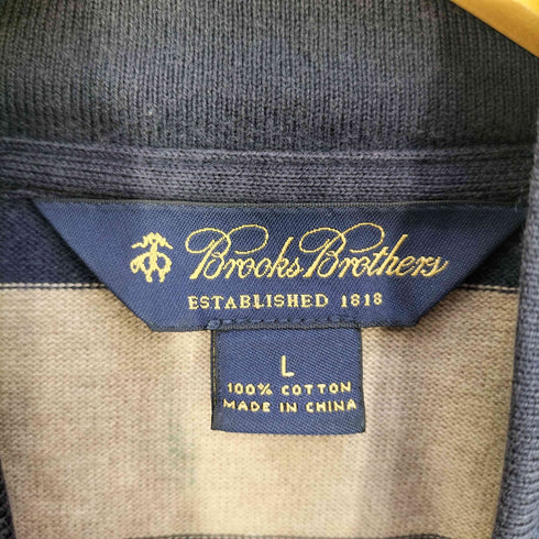ブルックスブラザーズ BROOKS BROTHERS ロゴ刺繍 ボーダー ハーフジップ スウェットカットソー メンズ import:L