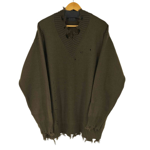 サイトバイヨウジヤマモト syte by Yohji Yamamoto 7G BULKY WOOL DAMAGE V NECK PULLOVER メンズ