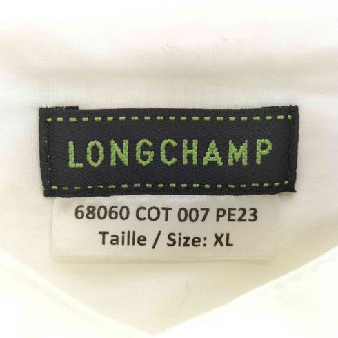 ロンシャン LONGCHAMP ロゴ 刺繍 ハーフボタン バンドカラー L/S シャツ メンズ import:XL