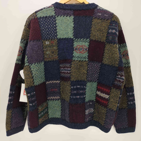 エディーバウアー Eddie Bauer 00S Legendタグ Deer bay Patchwork マルチカラー パッチワークウールカーディガン レディース import:XL