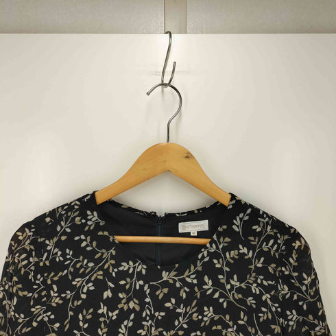 バーバリーズ BURBERRYS 80-90s 白タグ フラワーデザイン S/S レーヨン ワンピース レディース EUR:40