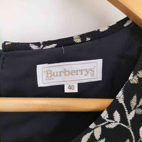 バーバリーズ BURBERRYS 80-90s 白タグ フラワーデザイン S/S レーヨン ワンピース レディース EUR:40