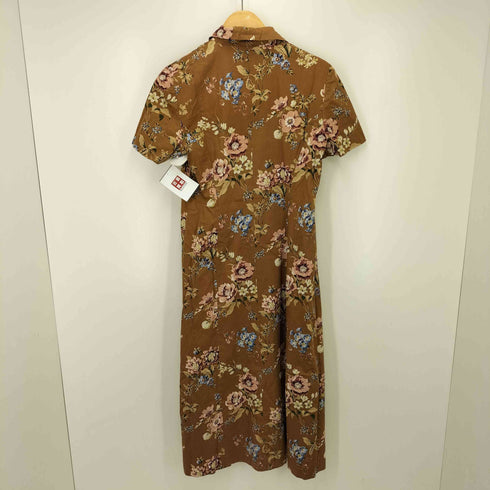 バーバリーズ BURBERRYS 80-90s 白タグ フラワープリント オープンカラー S/S シャツ ワンピース レディース EUR:40