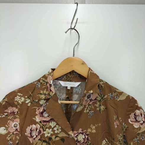 バーバリーズ BURBERRYS 80-90s 白タグ フラワープリント オープンカラー S/S シャツ ワンピース レディース EUR:40